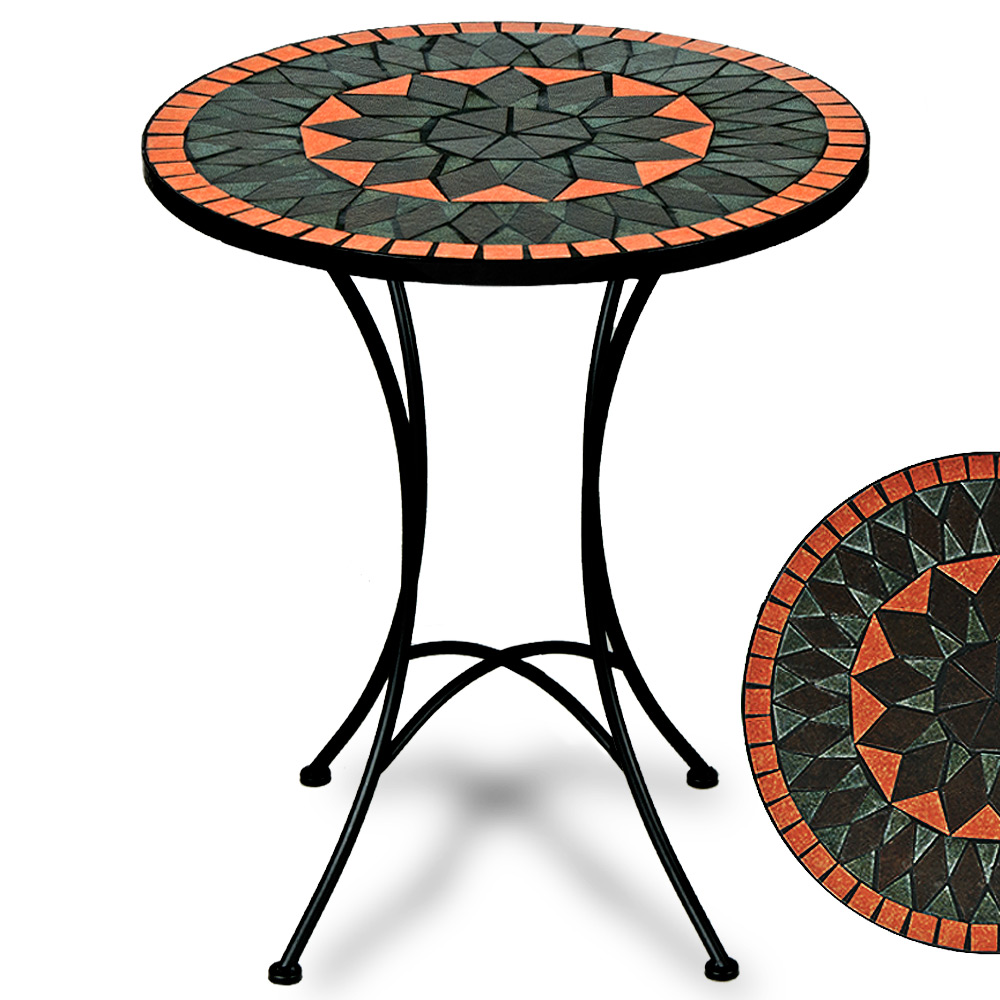 MOSAIKTISCH MOSAIK Ø60 cm GARTENTISCH TISCH Schach GARTENGARNITUR