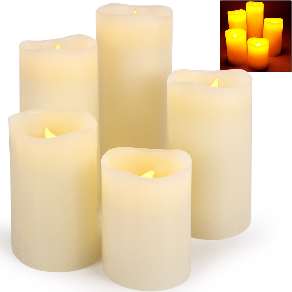 5 Pcs. Real Wax Candles Set Led Light Advent Candle Flameless