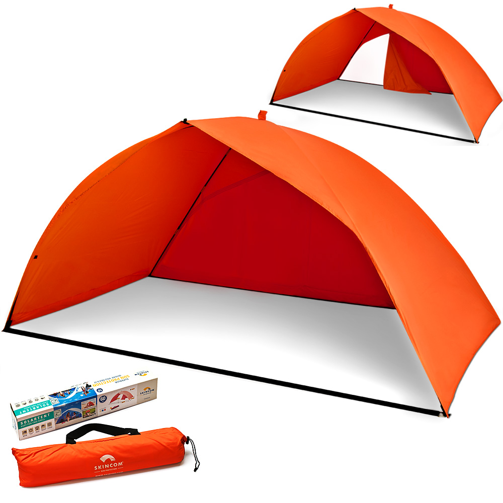 STRANDMUSCHEL orange Strand Sonnenschutz Windschutz Zelt