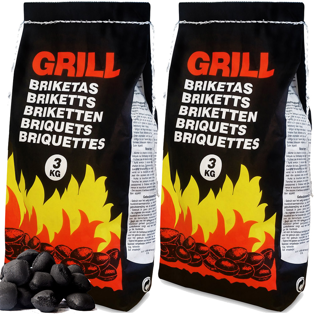 6kg Charcoal Briquettes Char Coal BBQ Real Barbecue Long Lasting 2x3kg