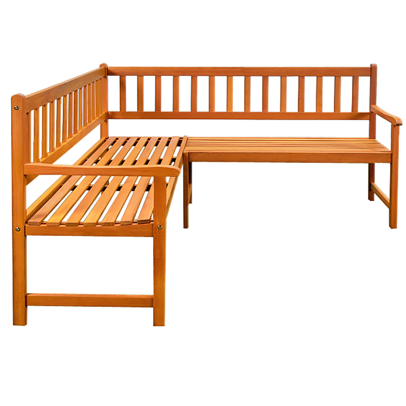 Wooden Corner Bench Seat 4 Adult Garden Outdoor Terrace Patio Park ...