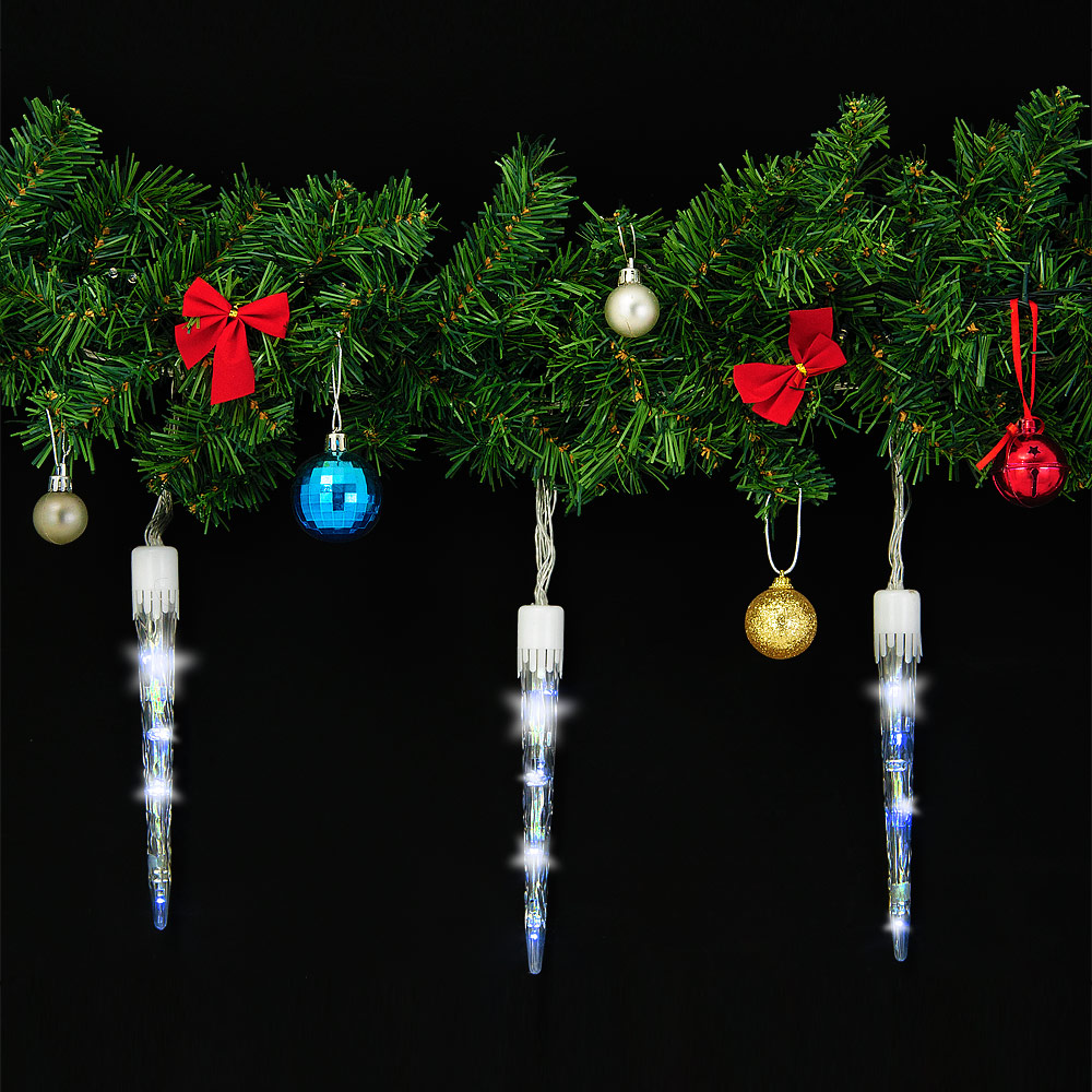 LED Lichterkette 80 Eiszapfen kaltweiß Deko Weihnachtsbaum für Innen Außen 14m