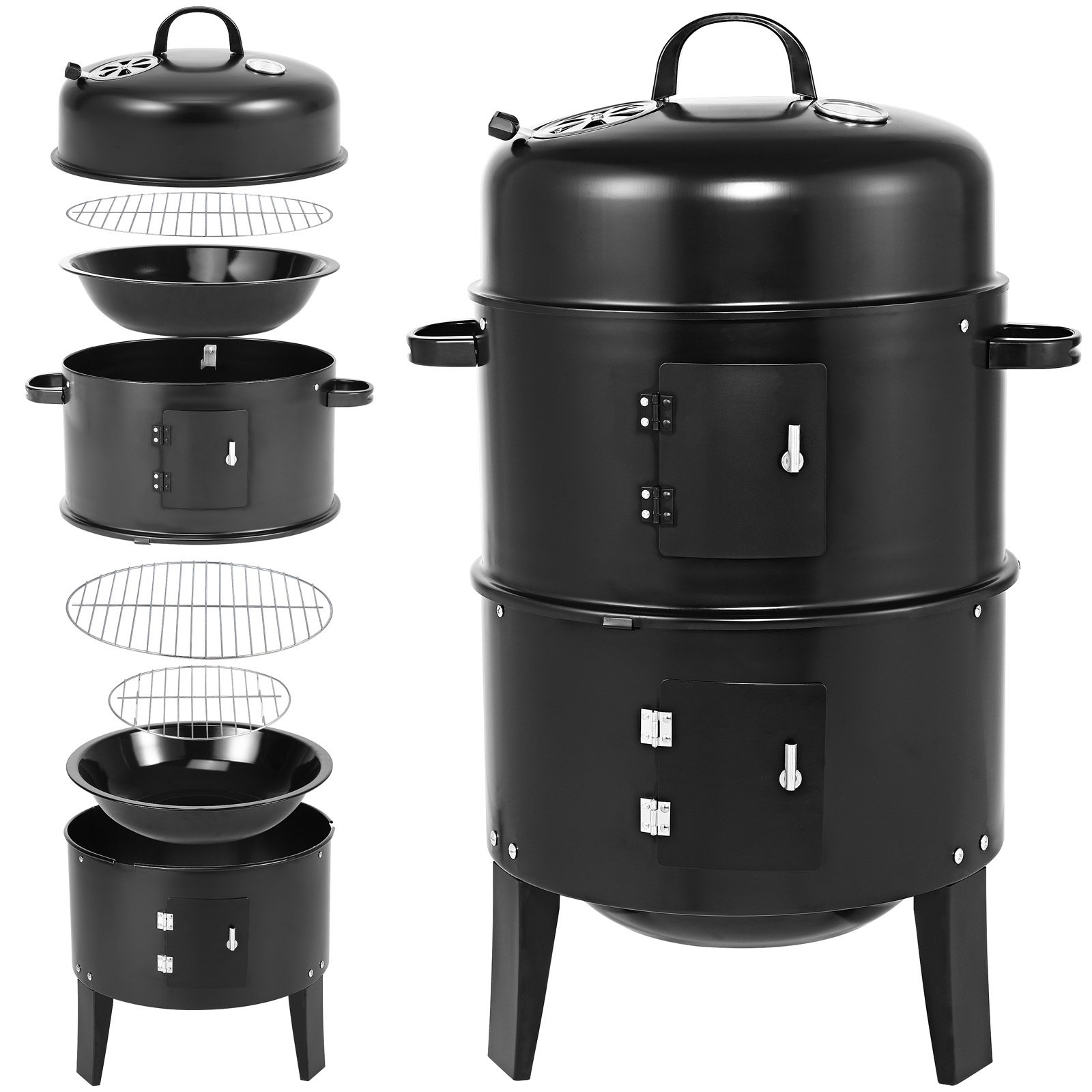 BBQ Grill Barbecue Charcoal Smoker 3 Layers Garden Camping Outdoor