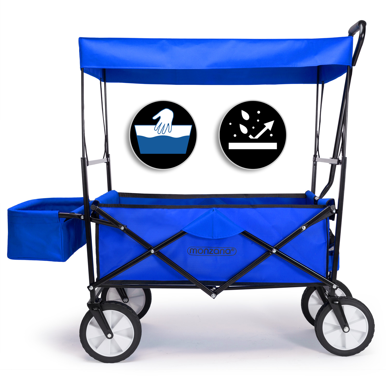Folding Camping Festival Trolley Garden Wagon Cart 4 Wheel Blue Transport Roofed 4250525317503 