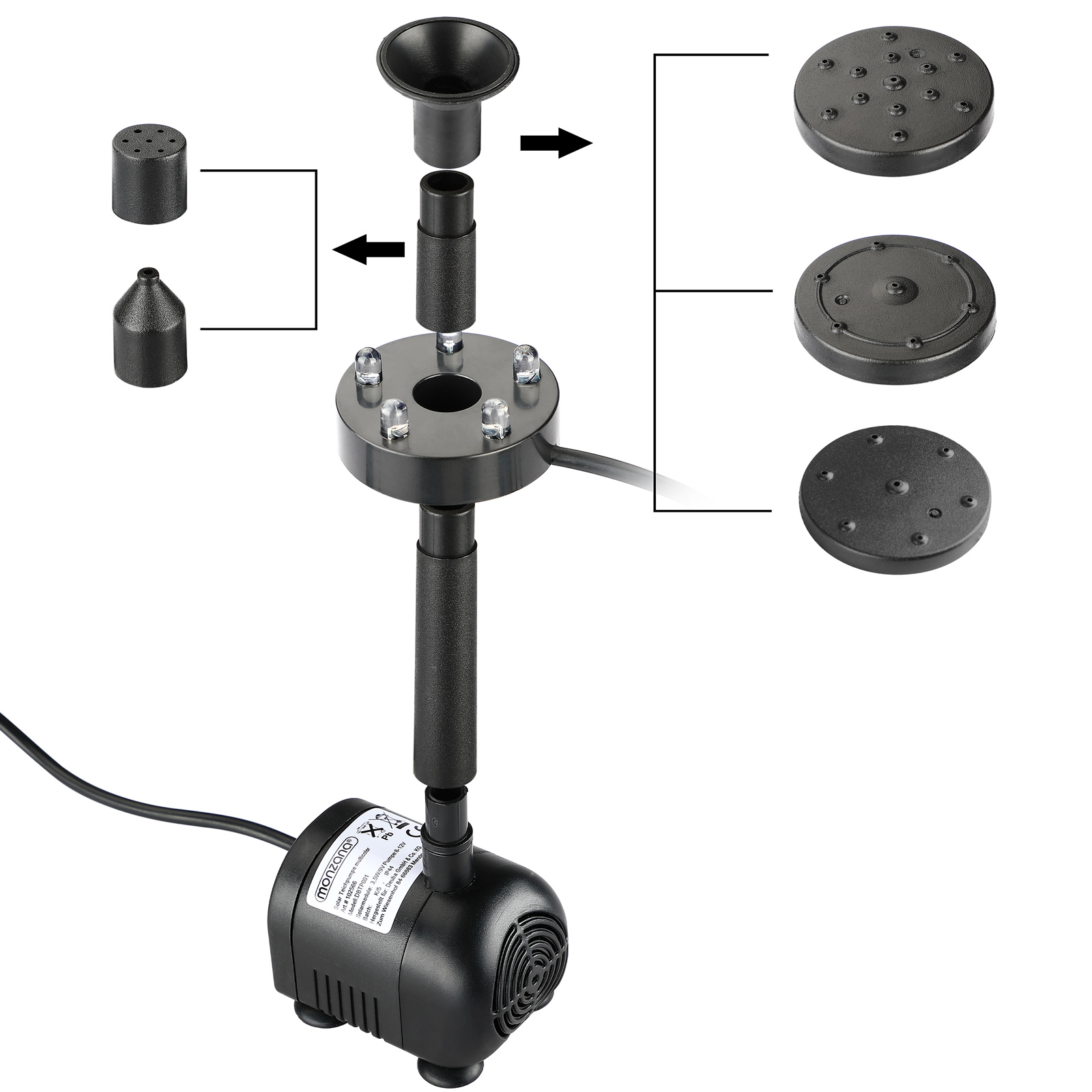 Solar Pond Pump & Water Fountain Garden LED Battery Outdoor Powered