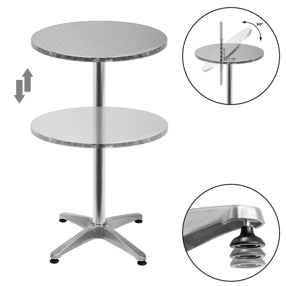 Home Bar Furniture Deuba Round Bistro Bar Table Aluminium Height Adjustable 24 High Table