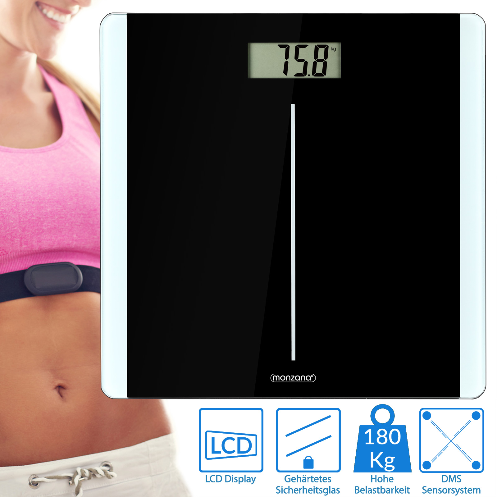 monzana® Waage Körperwaage Personenwaage Digitalwaage Badezimmer