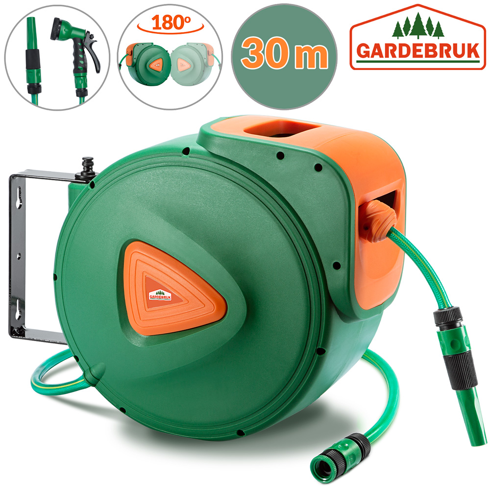 30m Water Hose Reel Automatic Wall Mounted Watering Pipe Retractable