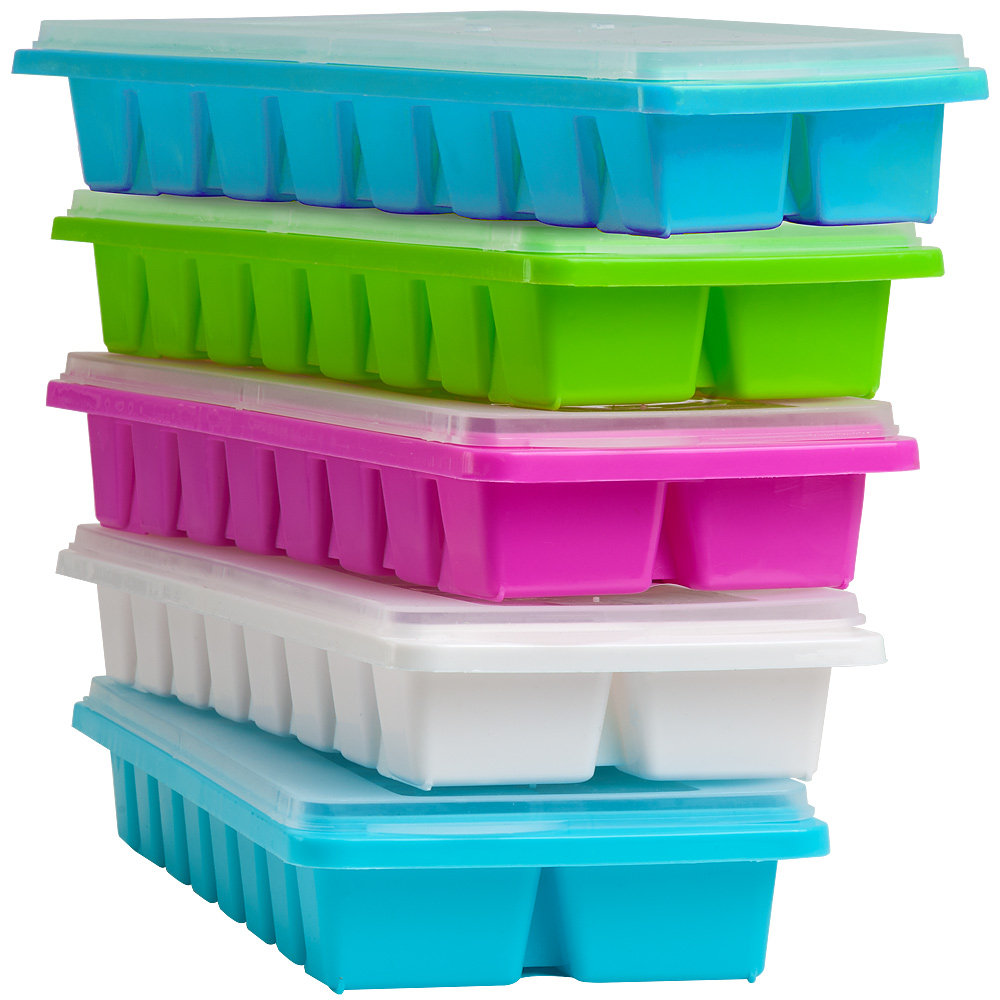 5er Set Eiswürfelform mit Deckel Eiswürfelbehälter Eiswürfelbereiter