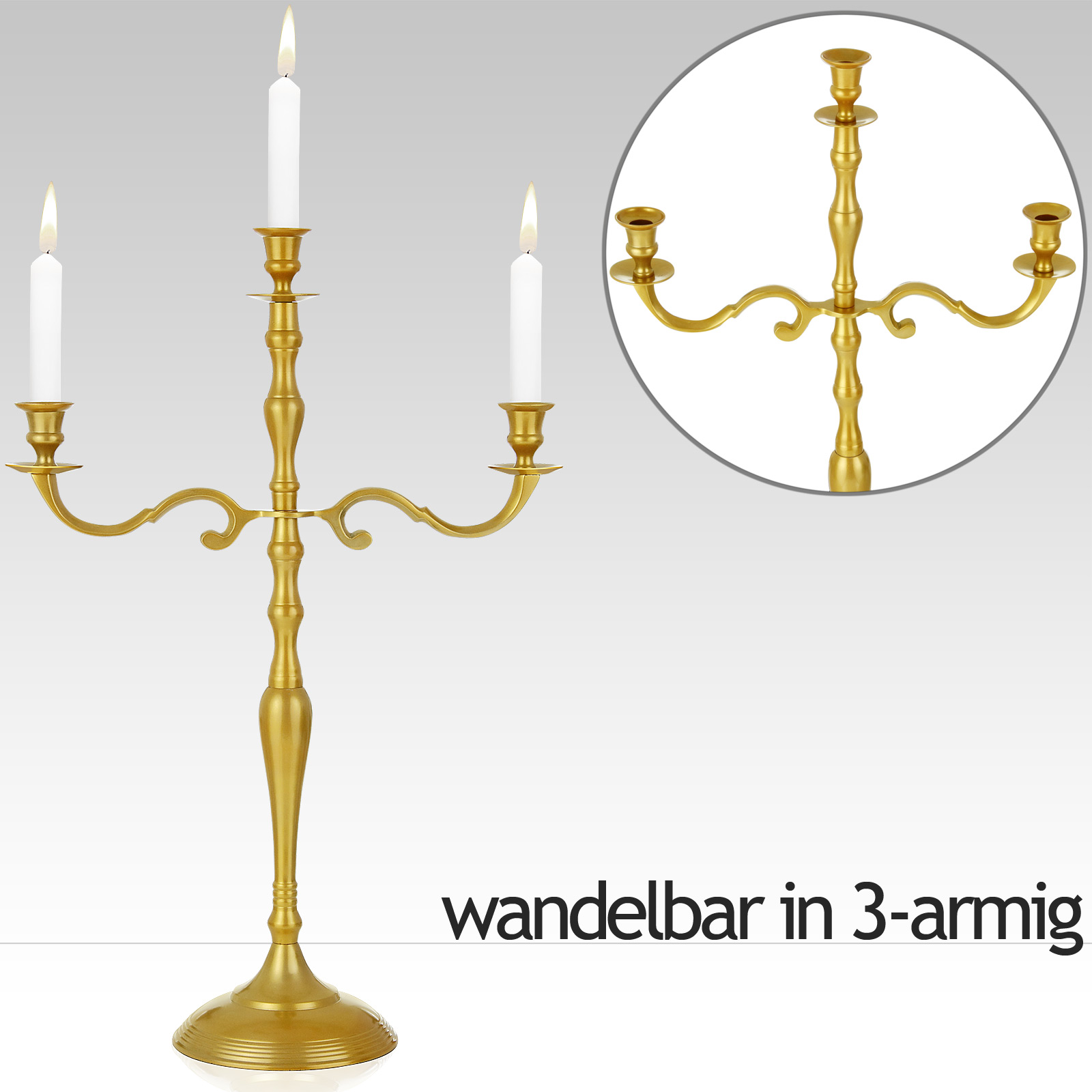 Deuba Candlestick Holder 5-armed Golden-Look Candelabra Candleholder Chandeliers Height 60 cm … 