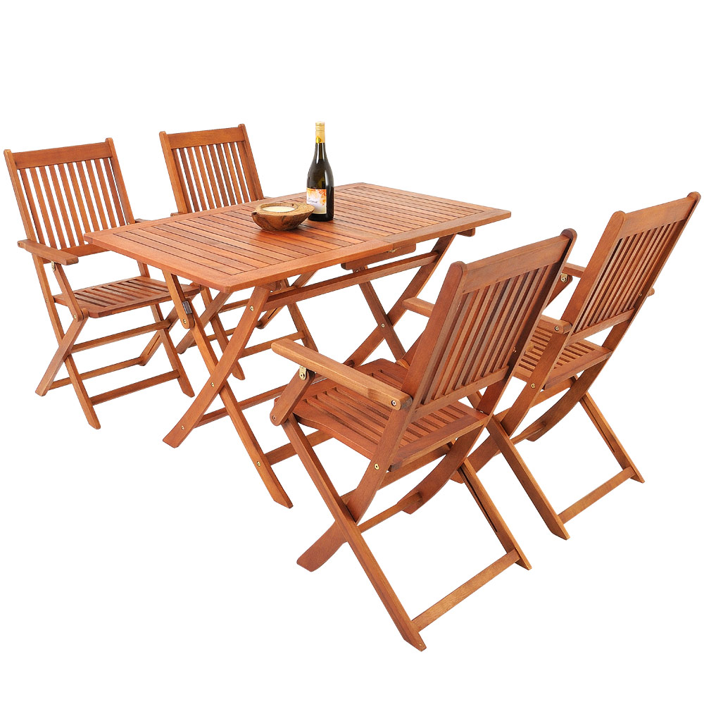 Wooden Garden Table & Chairs Set Sydney Acacia Wood Sitting Set Patio